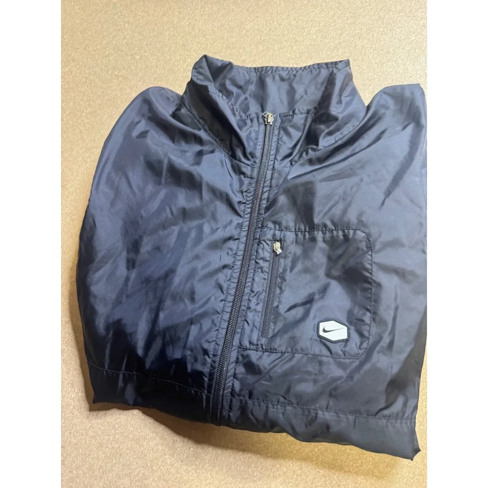 Nike Mens Black Full Zip‎ Windbreaker Vest Mesh Lined Large Y2k vtg